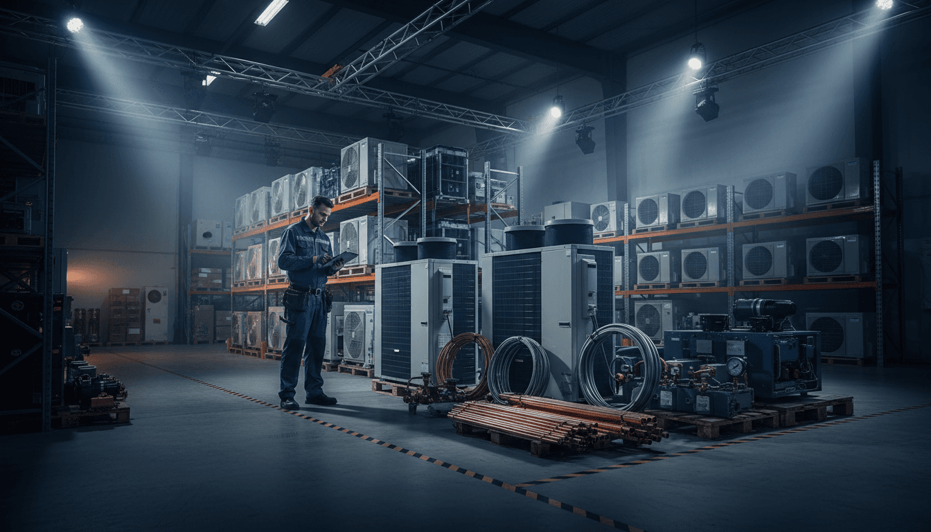 Équipements techniques d'installation en entrepôt professionnel